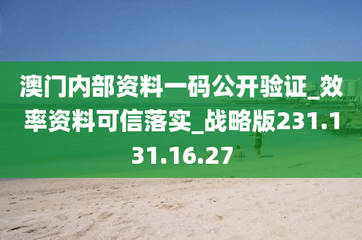 澳门内部资料一码公开验证_效率资料可信落实_战略版231.131.16.27