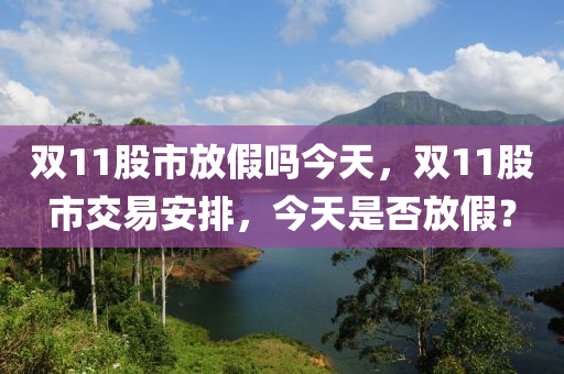 双11股市放假吗今天，双11股市交易安排，今天是否放假？