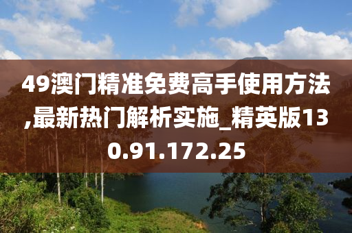 49澳门精准免费高手使用方法,最新热门解析实施_精英版130.91.172.25