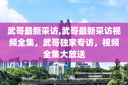 武哥最新采访,武哥最新采访视频全集，武哥独家专访，视频全集大放送